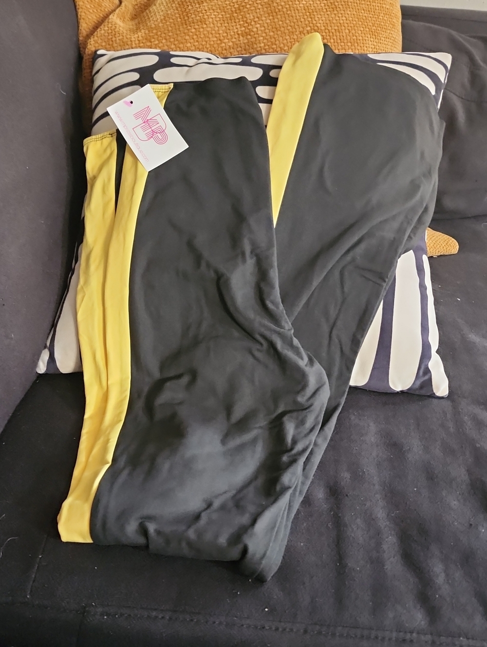 Women's  Black Pants with Yellow Side Stripe